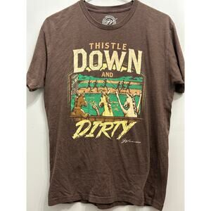 GV Art “Thistle Down and Dirty” Horse Racing Tee Brown Size M